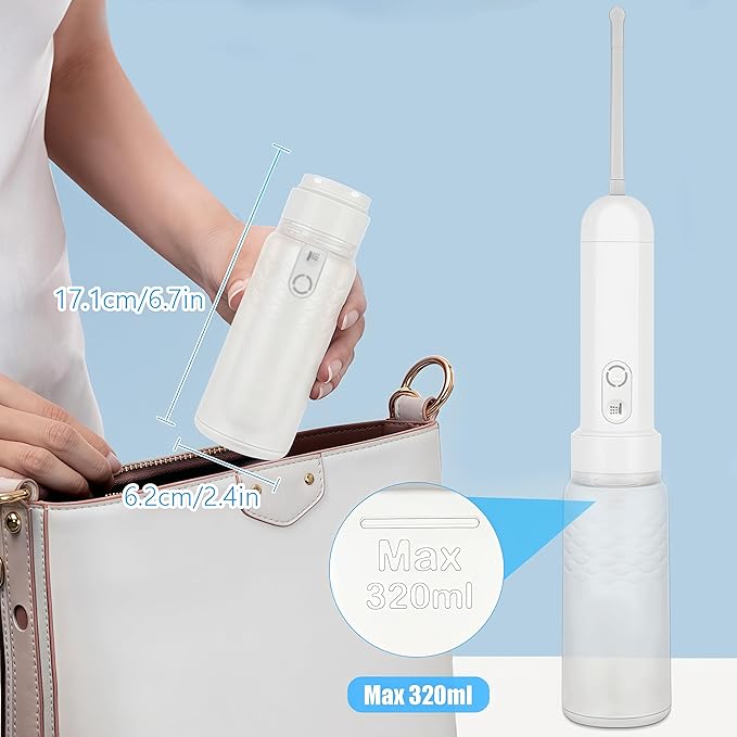 Portable Bidet for Travel, Electric Handheld Bidet Sprayer 3 Spray Modes 320ml Water Tank USB-C Rechargeable Nozzle 180 Degree Adjustment Personal Cleaner for Men Women Baby Elderly Camping