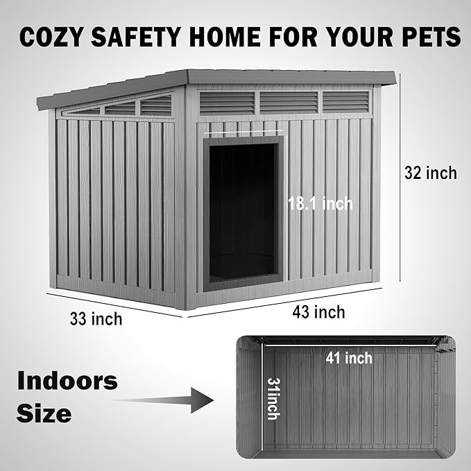 DRATO Outdoor Dog and Goat House - Resin All-Weather Dog House Outdoor, Durable Dog Kennel Outside for Backyard, Farm, Pasture