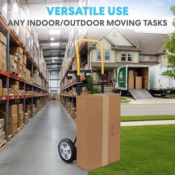 SIMPLI-Magic 2 in 1 Convertible Hand Truck and Dolly, 800LBS – Heavy-Duty Moving Dolly Cart with 10" Flat Free Rubber Wheels & Handle