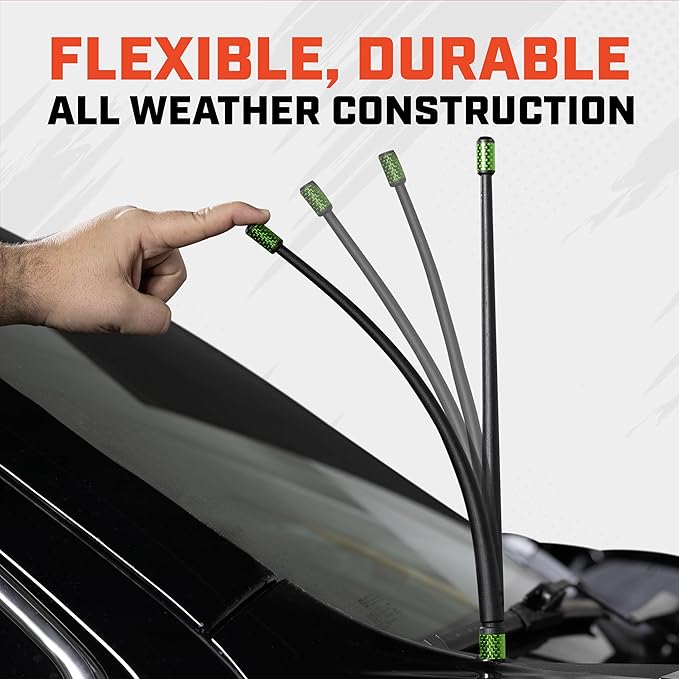 Votex - The Spartan - 13 3/4 Inch Rubber Antenna fits Ford F-150 | F-250 | F-350 | F-450 | F-550 - USA Stainless Steel Threading - Green Carbon Fiber Trim - Tuned Internal Copper Coil