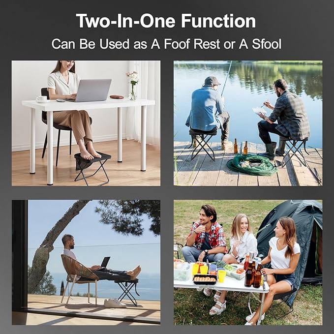 DZ Duozhan Portable Camping Stool - Foldable Backpack Stool 13" with 260lb Capacity, Lightweight Collapsible Stool with Carry Bag & Adjustable Strap for Hiking, Fishing, Beach Outdoor (Black)