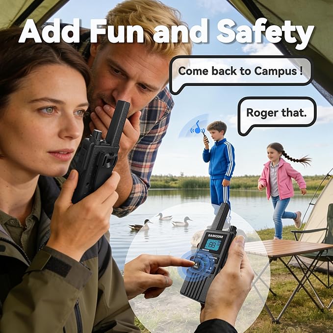 SAMCOM Group Call Walkie Talkies,FWCN30A 2 Way Radio Long Range,22 Channel FRS Radio NOAA Weather Alerts,Handheld Mini Compact Walky Talky with Type-C Charging (2 Packs)