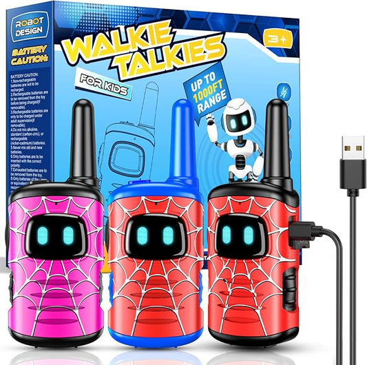 Walkie Talkies for Kids Rechargeable: 3 Pack Kids Walkie Talkies Outdoor Toys for 3 4 5 6 7 8 Year Old Boys Girls Grandkids Christmas Birthday Gifts Stocking Stuffers Age 3-6 Year Old Boy Girl Hiking