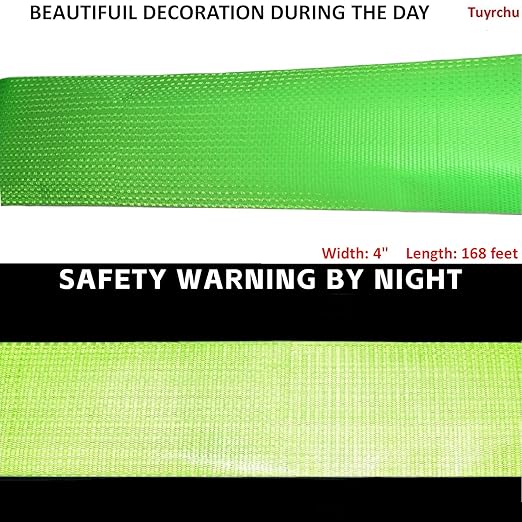 Green Reflective Tape Outdoor Waterproof 4 inch Wide, High Visibility Warning Industrial Marking Tape, Safety Stickers (168 feet)