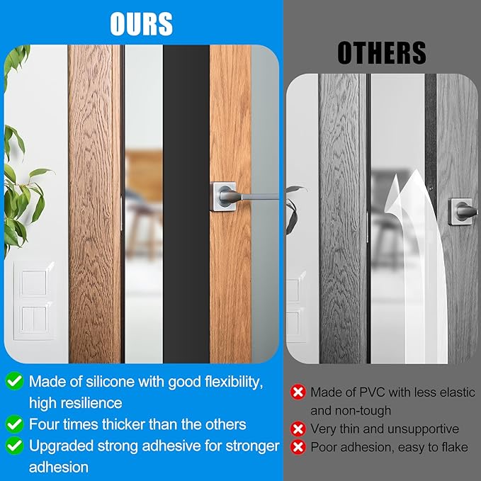Draft Seal Tape for Doors and Windows 2 in x 20 Ft Silicone Weather Stripping Extra Thick 2mm Door Seal Strip with Strong Adhesive Draft Insulation Stopper Side Seal - Black