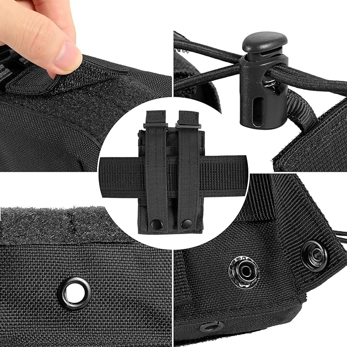 Tactical Radio Holder - Molle Radio Pouch Universal Case for Police Firefighter Two Ways Walkie Talkies Vest (Black)