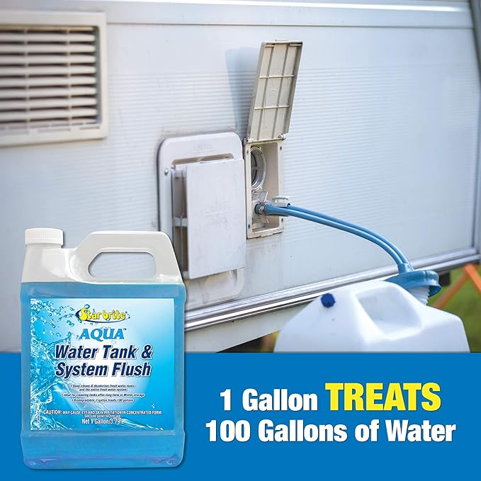 STAR BRITE Aqua Water Tank & System Flush - Deep Cleans & Deodorizes Fresh Water Tanks & Entire Drinking Water System - Ideal for Boats & RVs Coming Out of Storage 1 GAL (032300)