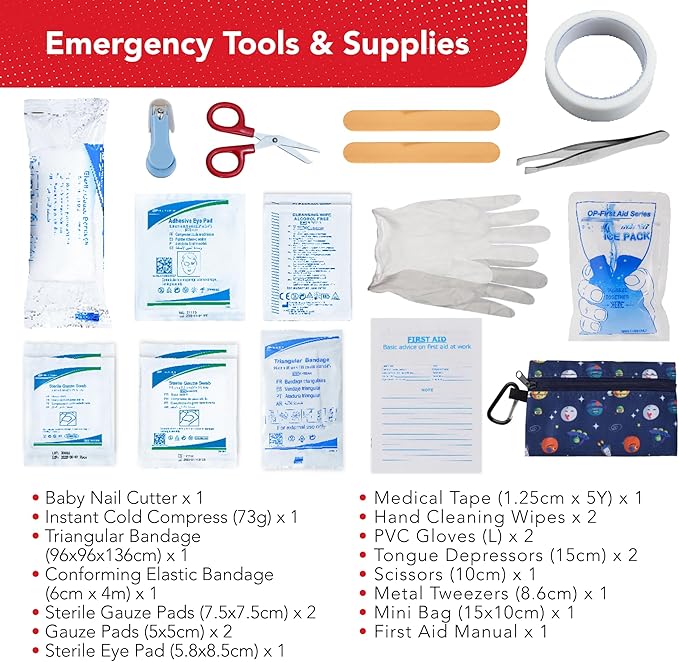 Swiss Safe Kids First Aid Kit for Kids 246 Pieces - for Travel, Home & Car Emergency Kit, Baby & Toddler First Aid, Small Portable Kit with Mini Bag
