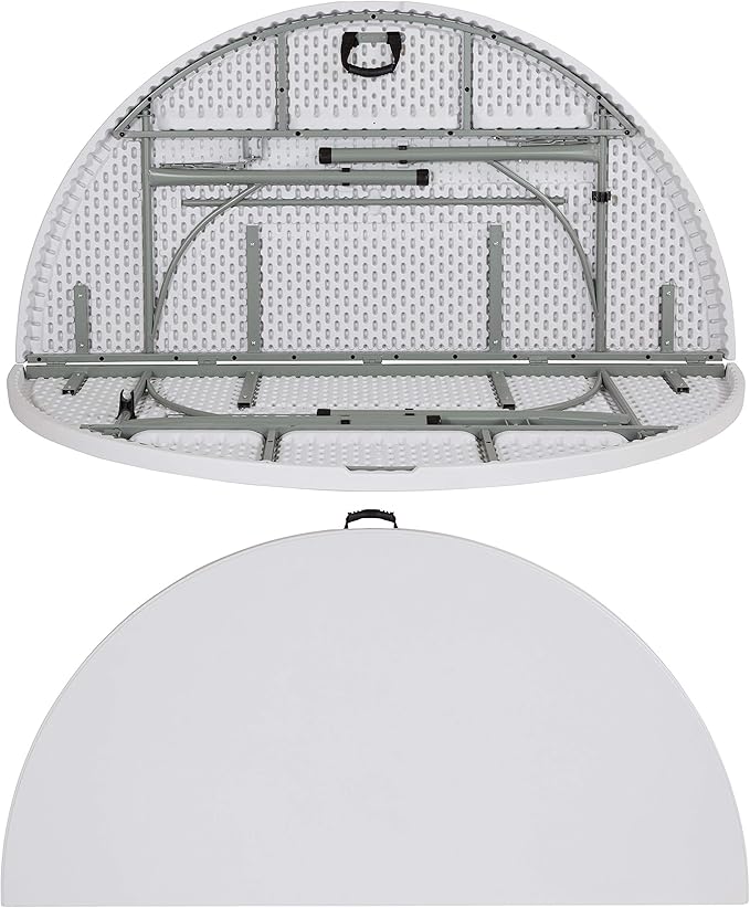 Flash Furniture Stonewall 6' Round Plastic Folding Event Table with Carrying Handle, Bi-Fold Banquet Table for Indoor/Outdoor Events, White