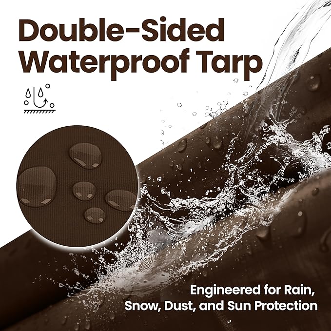 Outdoor Tarp Heavy Duty 9 Mil Multi-Purpose Waterproof Reinforced Rip-Stop Tarps with Grommets - 20 x 30 Feet, Brown Sliver