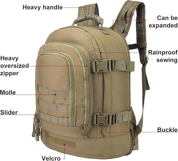 HYKING Large Tactical Expandable Backpack 39L-64L Military Bug Out Bag With Waist Strap