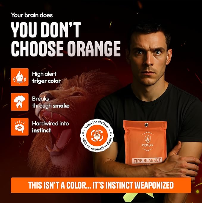 Emergency Fire Blanket 40"x40" (2-Pack) – Fireproof Survival Blanket for Home, Kitchen, RV & Camping – Smothers Grease & Electrical Fires – Reusable, Pet & Family Safe Fire Safety Gear