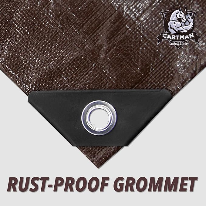 CARTMAN Finished Size 20x30 Feet Extra Thick 20 Mil Brown Ultra Heavy Duty Poly Tarp, Multipurpose Protective Cover, UV Resistant, Waterproof Poly Tarpaulin with Reinforced Edges