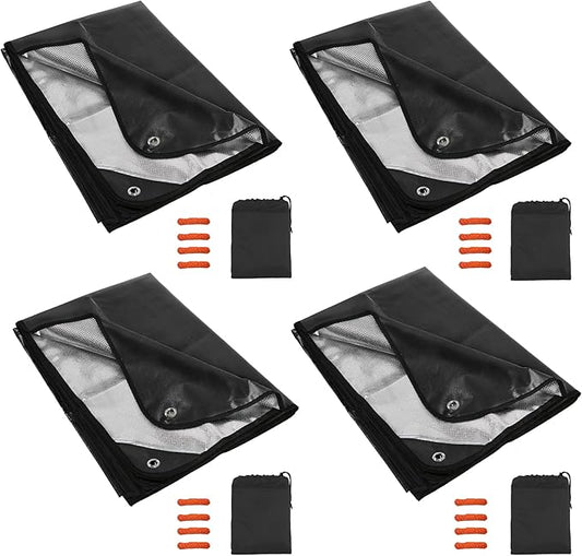 RedSwing 4 Pack Emergency Blankets, Waterproof Survival Thermal Tarp, Multipurpose Reflective Insulated All Weather Blankets for Camping Hiking, Black