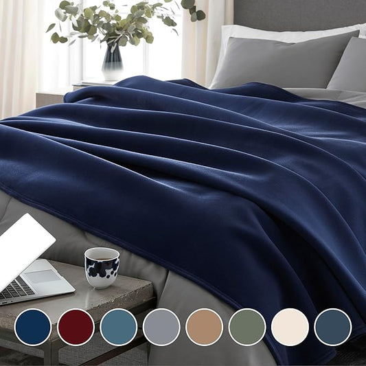 Full/Queen Snuggle-Ready Throw Blanket | Durable Machine Washable Pet Friendly | All-Season Comfort | Layering Bed Sofa Blanket | Cozy Navy