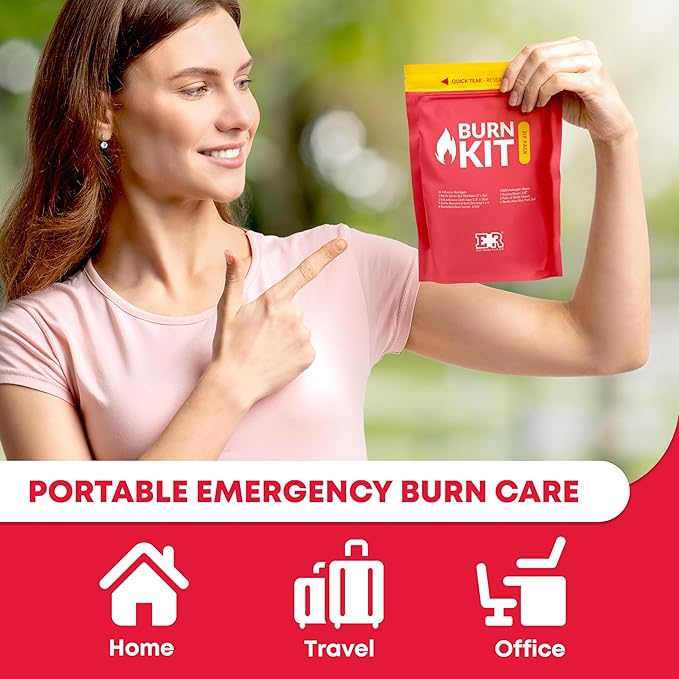 Ever Ready First Aid Emergency Burn Kit in Compact First Aid All-Purpose Resealable Pack for Home, Office & Travel