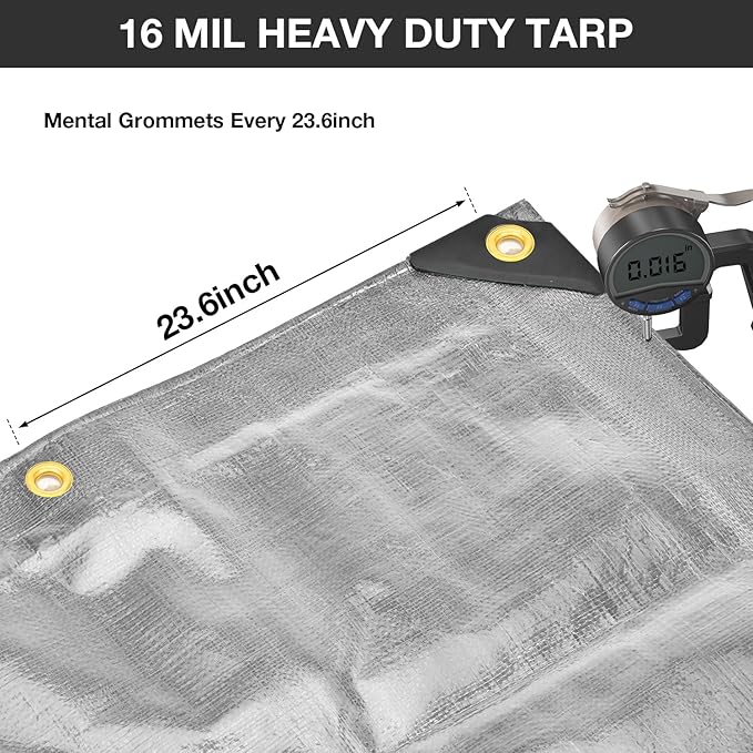 Tarp Waterproof 10 X 20 FT 16 Mil Heavy Duty Tarp Multipurpose Tarps Heavy Duty Waterproof Protective Cover UV All Weather Resistant for Shelter Camping, Green/Brown
