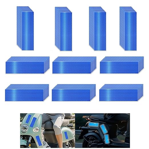 Non Fading Blue Reflective Stickers 2 inch X 6 inch, Outdoor Waterproof High Visibility Warning Safety Adhesive Reflector Tape (100 Pcs)
