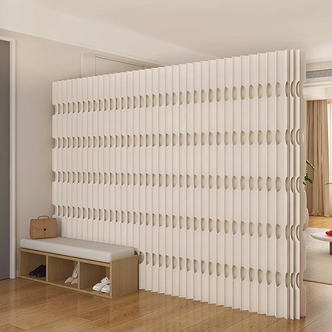 Foldable Room Divider Privacy Screens Movable Temporary Wall Space Partition, 5.25~9.19 FT Tall, 6.56~16.4 FT Width, Choice of Various Sizes and Styles