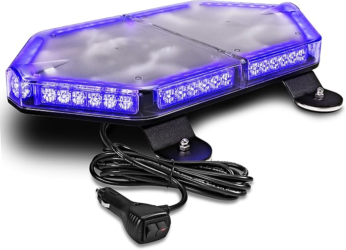 LAMPHUS NanoFlare NFMB56 17" 12V 56W Blue LED Strobe Mini Light Bar [SAE Class 1] [Magnet/Permanent Mount] Rooftop Rotating Safety Flashing Emergency Warning Beacon Lightbar for Volunteer Firefighter