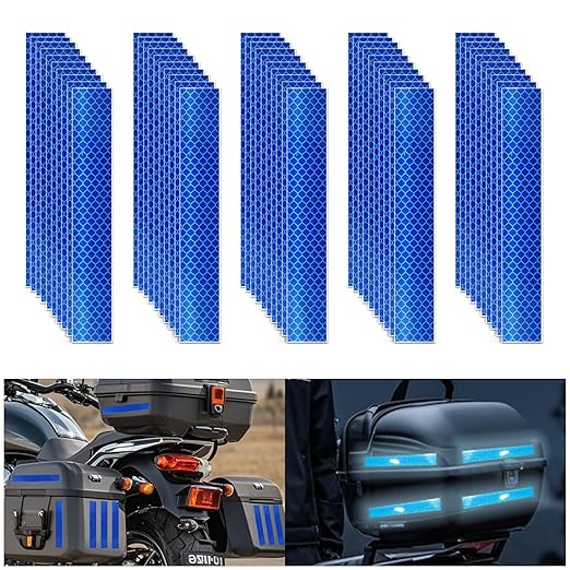 Non Fading Blue Reflective Stickers 1 inch X 6 inch, Outdoor Waterproof High Visibility Warning Safety Adhesive Reflector Tape (50 Pcs)