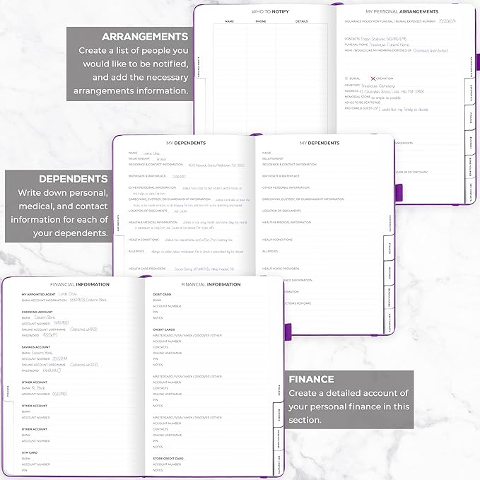 Clever Fox Large End of Life Planner – Guided Final Arrangements Organizer Notebook for Instructions, Beneficiary Info, Will Preparation, Last Wishes & Funeral Planning – 8.5" x 11" (Purple)