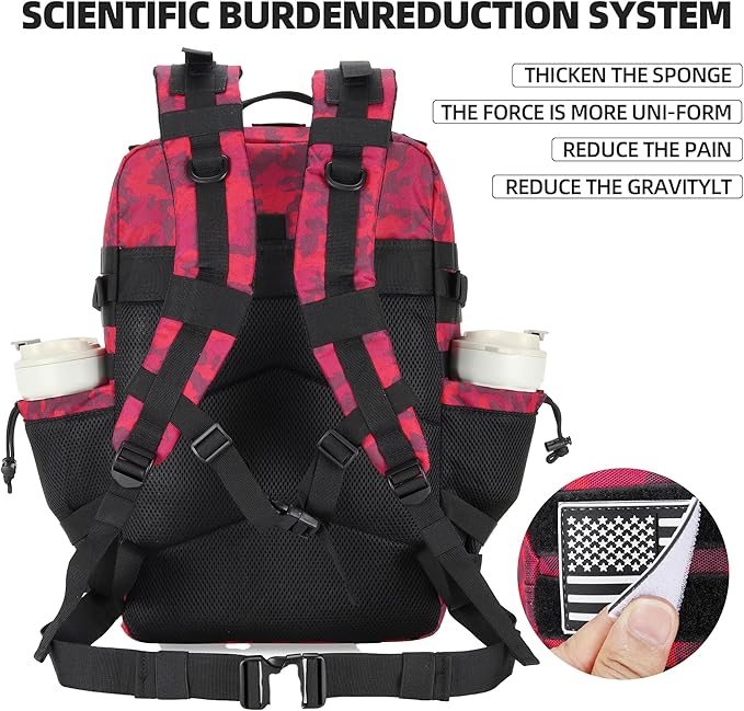 45L Tactical Assault Backpack 3 day assault pack with Molle Waterproof backpack Rucksack for Tactical Backpacks (Red CP)