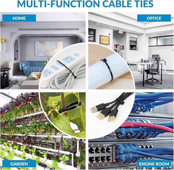 XINGO 12 Inch White Zip Ties 1200 PCS, 75 LBS Ultra Strong Tensile Strength, UV Resistant Cable Ties, Self-locking Plastic Ties for Indoor and Outdoor Use