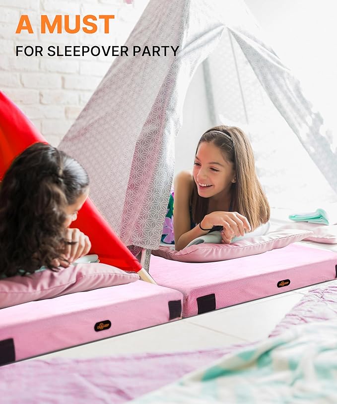 3 Inch Memory Foam Camping Mattress, Dual Layer Thick Sleeping Camp Pad for Car Tent Cot, Roll-Up Portable Glamping Floor Bed for Guests Sleepover