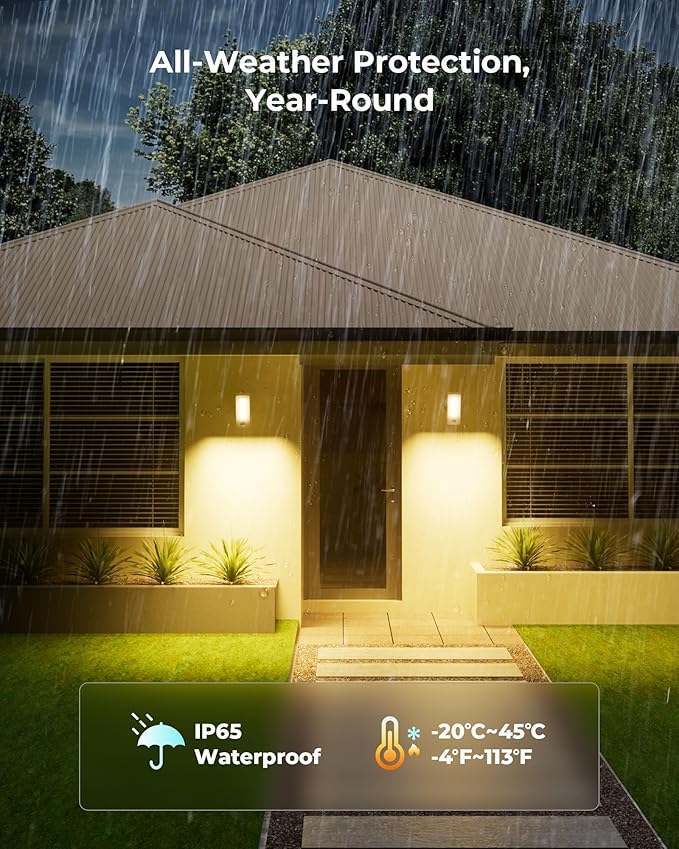 2 Pack Motion Sensor Outdoor Lights, 10000mAh Rechargeable 600 Lumen Battery Operated Outdoor Lights with 3 Modes, 3 Colors, IP65 Waterproof Outdoor Security Lights for Fences, Garage, Patio