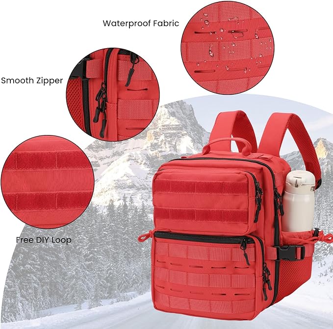 9L Mini Tactical Backpack for Men Women,Small Military Tactical Backpack for Sport,Gym,Hiking,Travel,Camping(Red)