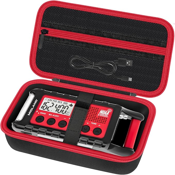 Hard EVA Protective Case for Midland ER310/ER210/ER50/ER40 Emergency Crank Weather Radio - Shockproof Travel Storage Box with Carrying Handle (Case Only)