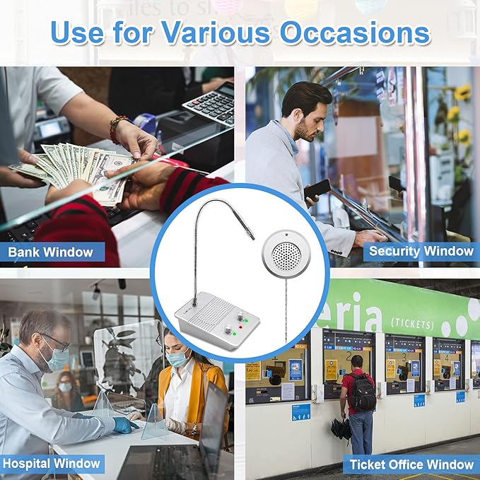 CallToU Window Speaker Intercom System,Anti-Interference Intercommunication Talk Through Glass Window,Intercom System for Business,Bank,Office,Hospital,Counter,Store,Station,Medical Center