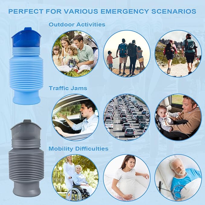 Pee Bottles for Men, Collapsible Urine Bottle 750ML, Portable Urinal for Women, Emergency Urinal Spill Proof Pocket Toilet for Car, Travel Urinals Potty for Camping, Traffic Jam, Road Trips, Hiking