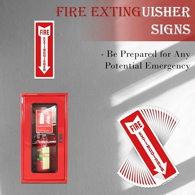 Fire Extinguisher Signs, 15 Pack 4x12 Inch Fire Extinguisher Signs for Home Business, Strong Self Adhesive Safety Sticker Sign, UV Protected, Weather, Indoor & Outdoor
