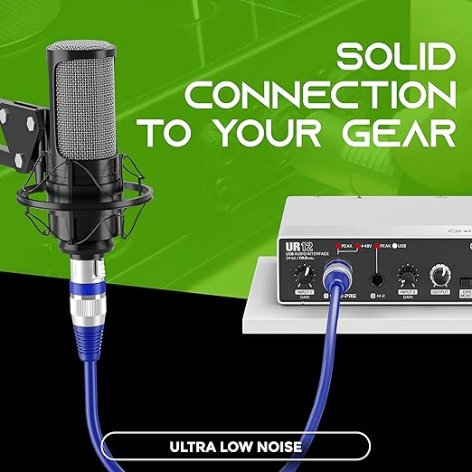 GEARit XLR Male to Female Microphone Cable (100 Feet, 1 Pack) 3-Pin Balanced Shielded Mixer, Recording Studio, Podcast - Blue