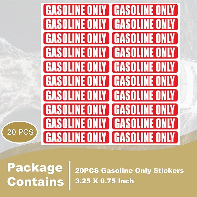 20PCS Gasoline Fuel Only Stickers for Oil Gas Can Sign Truck Boat Decals Car Labels Fuel Tank 3.25 X 0.75 Inch