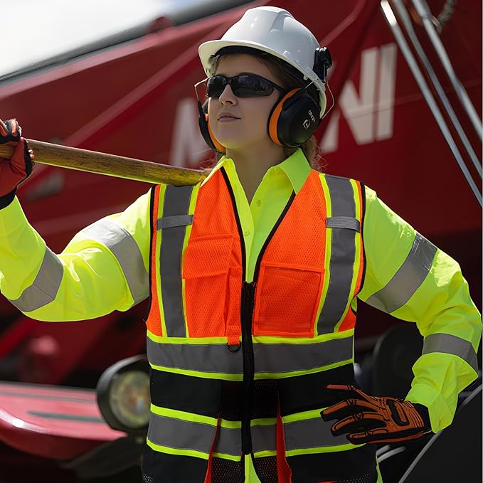 A-SAFETY Mesh High Vis Vest Lightweight Reflective Construction Vest with Pockets Safety Vest for Men/Women