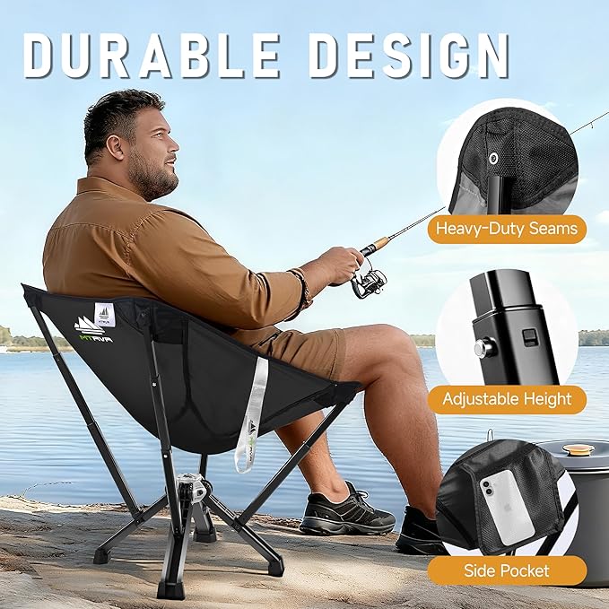 Camping Chair for Outdoor Use — Stable Folding Design, Reliable Support, Anti-Slip Feet, Portable Chair for Camping, Fishing & Beach