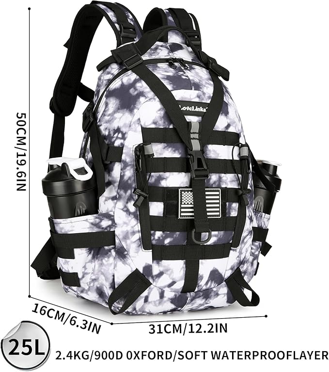 25L Tactical Backpack Hiking Daypacks Outdoor Military Molle Bag EDC Rucksack Motorcycle Backpack for Camping
