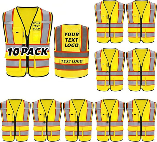 Reflective Safety Vest, High Visibility, Custom Logo for Construction, Roadwork, Traffic, Emergency Use