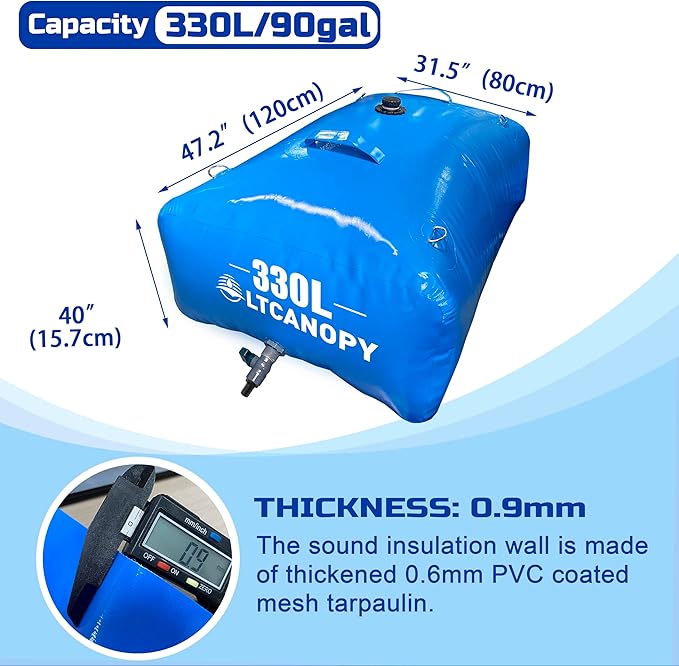 Foldable Portable Large Capacity Soft Water Bag - Fire Prevention, Drought Resistance, Emergency Water Storage 330L/90gal