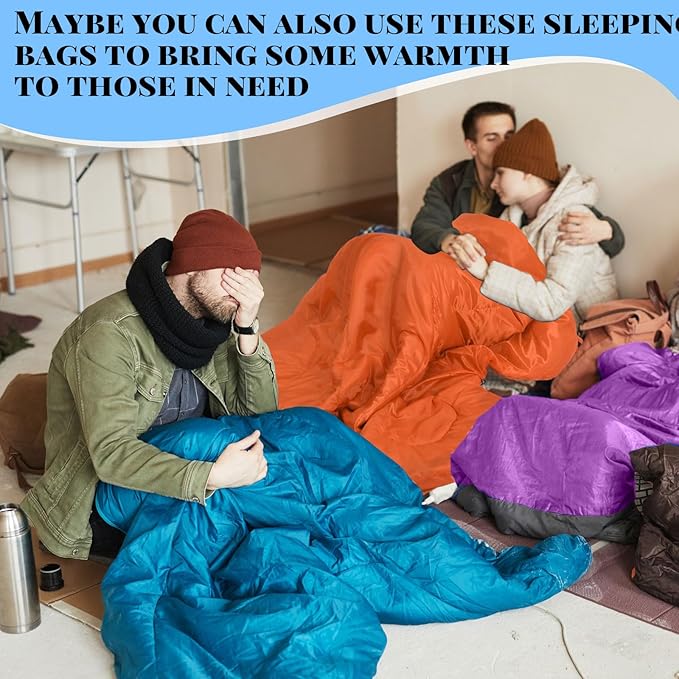 Macarrie 10 Pcs Bulk Sleeping Bags for Homeless Donation Shelter Adults 0 Degree Waterproof Sleeping Bags with Compression Sack for Cold Weather Emergency Hiking Camping Warm