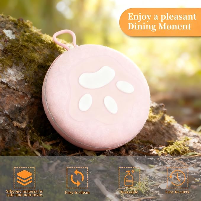 Collapsible Dog Bowls,2-in-1 Pet Bowl, Cat Bowl,Portable Pet Bowl, Suitable for Travel, Camping, and Hiking (Pink)