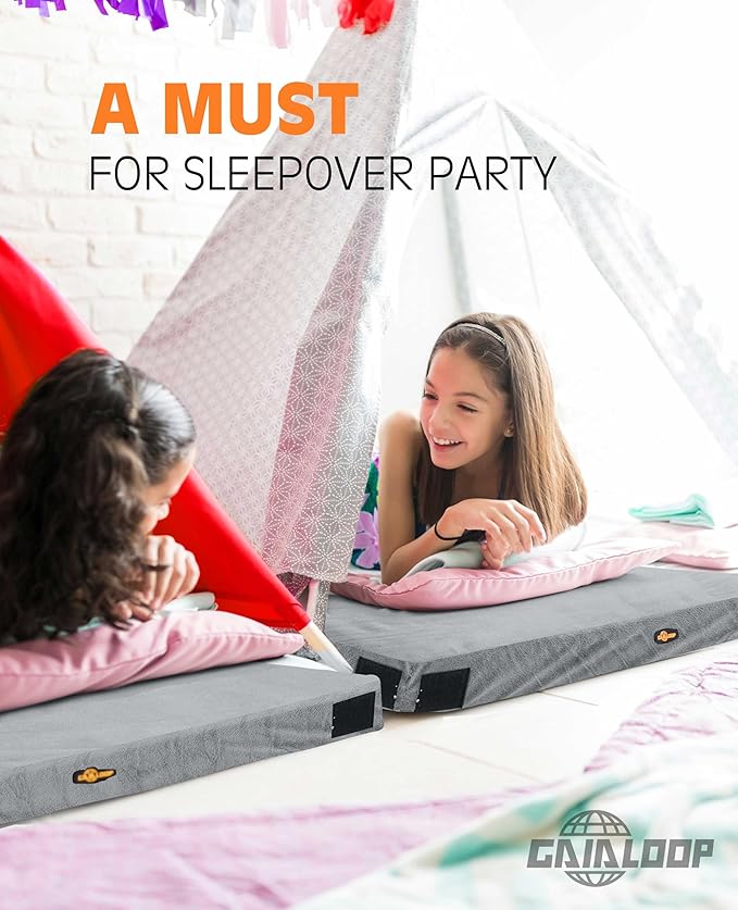 3 Inch Memory Foam Camping Mattress, Dual Layer Thick Sleeping Camp Pad for Car Tent Cot, Roll-Up Portable Glamping Floor Bed for Guests Sleepover