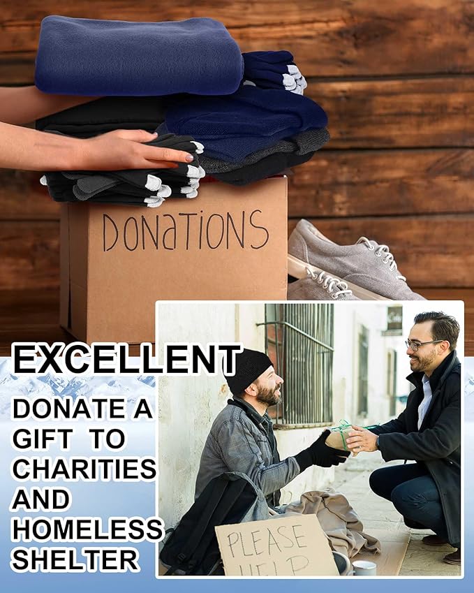 Panitay 150 Pcs Homeless Care Package Supplies Bulk Hats Gloves Fleece Blankets for Men Women Homeless Donating Supplies