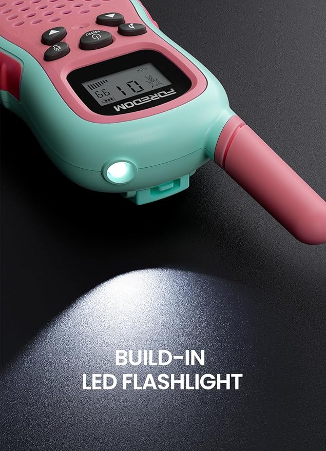 FOREDOM Walkie Talkies for Kids Walkie Talkies Long Range for Girls Age 3 to 12 Year Old Birthday Toys with Flashlight, Lanyards, 2 Pack - Pink
