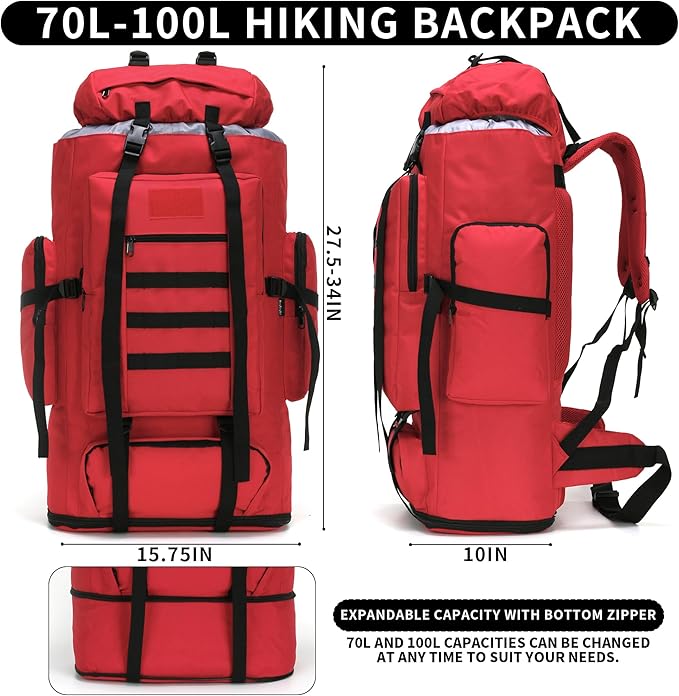 Hiking Backpack for Men 70L/100L Camping Backpack Military Rucksack Molle 3 Days Assault Pack for Climbing