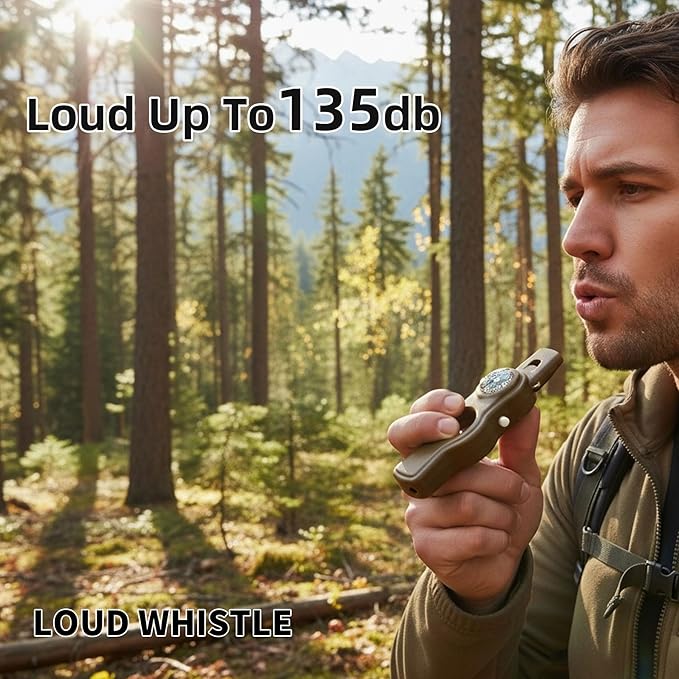 Emergency Survival Safety Whistle，Whistle for Kids with Lanyard,Compass,Thermometer,Ideal for Kayaking, Boating, Hiking, Camping, Climbing