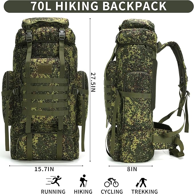 Hiking Backpack for Men 70L/100L Camping Backpack Military Rucksack Molle 3 Days Assault Pack for Climbing